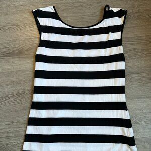 Express Black White Stripe Tank Top Sleeveless Shirt Blouse - Medium